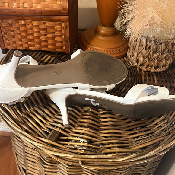 White Strappy Sandal with Velcro Ankle Strap / 2 Inch Heel/ Size 10/ Cato - Picture 7 of 9